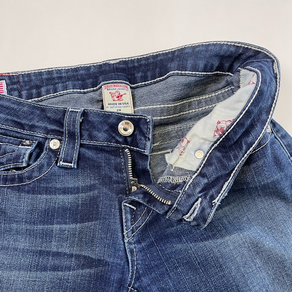 True Religion Sophie Denim Capri Low Rise Size 29 Cuffed Bermuda Button Stone - Picture 3 of 16
